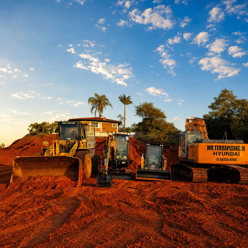 Equipe e máquinas da MR Terraplenagem em Jundiaí