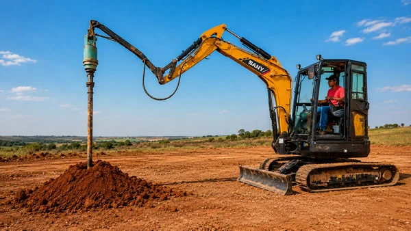 Máquina realizando terraplenagem em terreno em Jundiaí