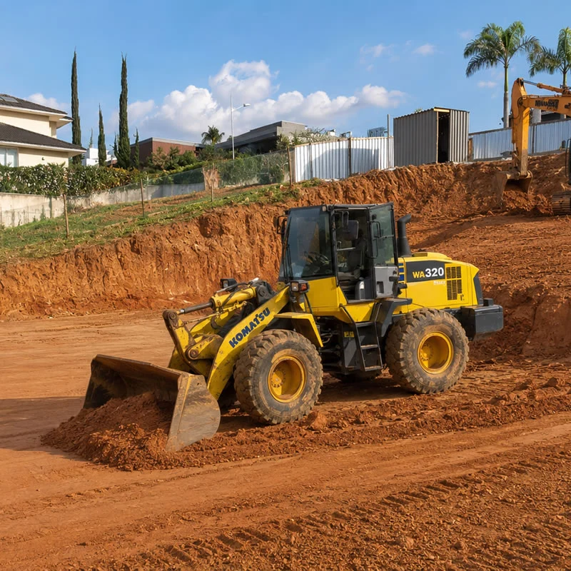 Máquina executando serviço de terraplenagem em Jundiaí